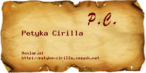 Petyka Cirilla névjegykártya